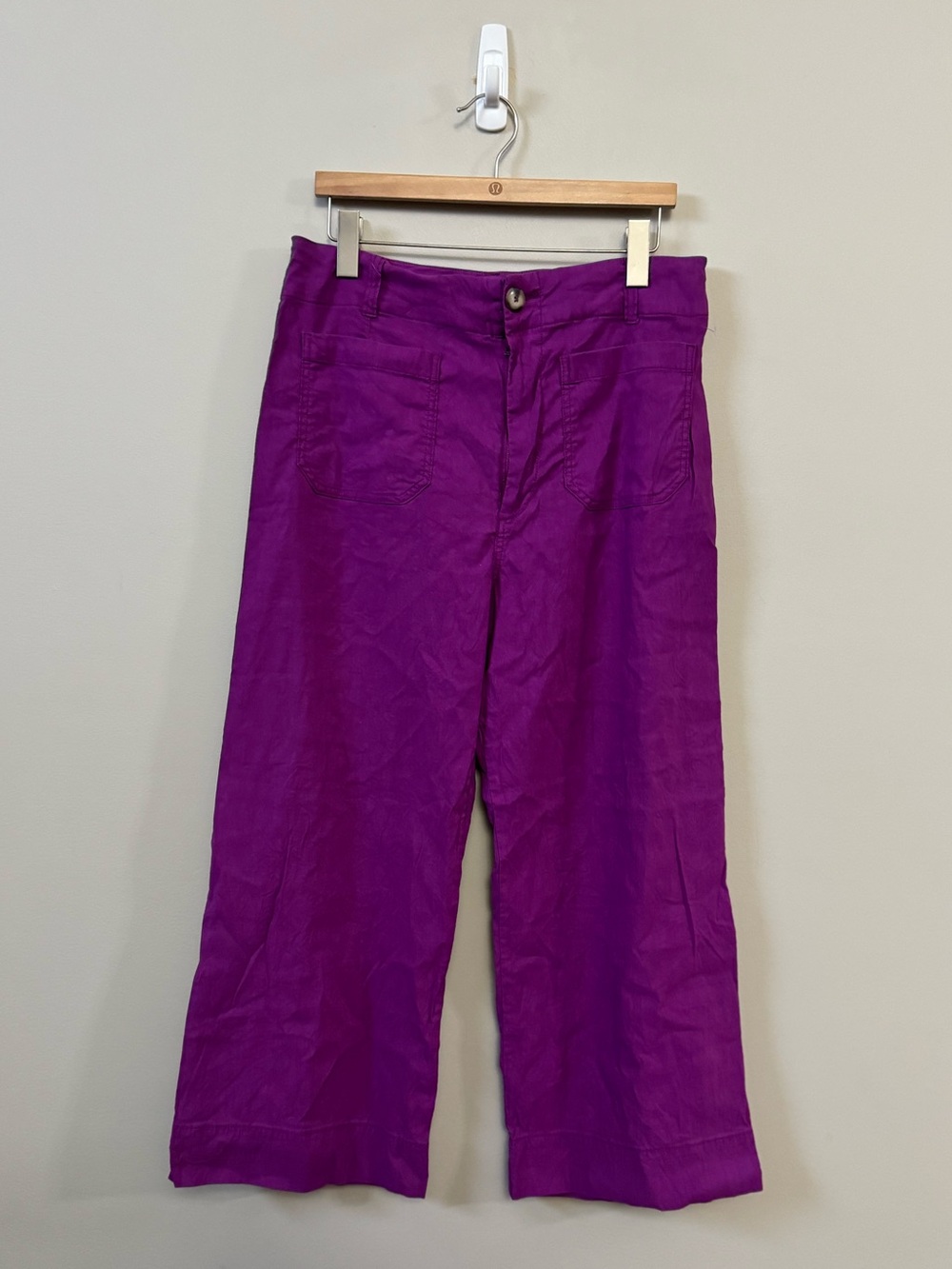 Maeve Anthropologie The Colette cropped wide leg purple pants
